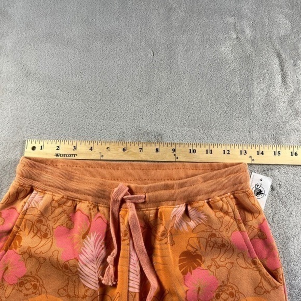 Disney Stitch Tropical Joggers S Orange Pink NWT Floral Sweatpants Loungewear - Picture 5 of 10
